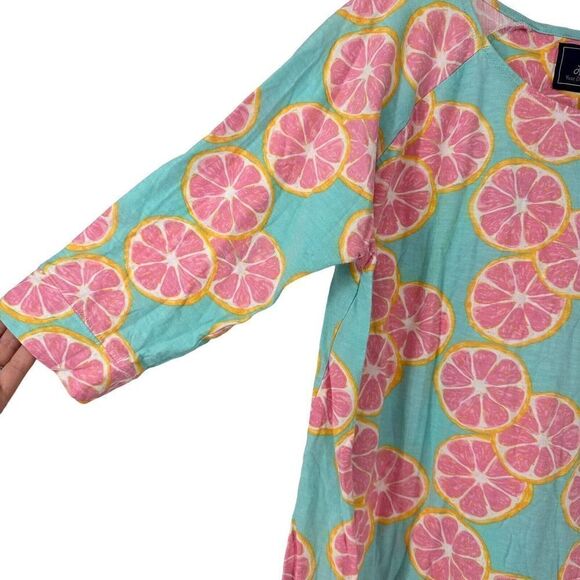 Lauren James Grapefruit Dress Womens Size S Blue Pink Mini 3/4 Length Sleeves - Picture 3 of 6